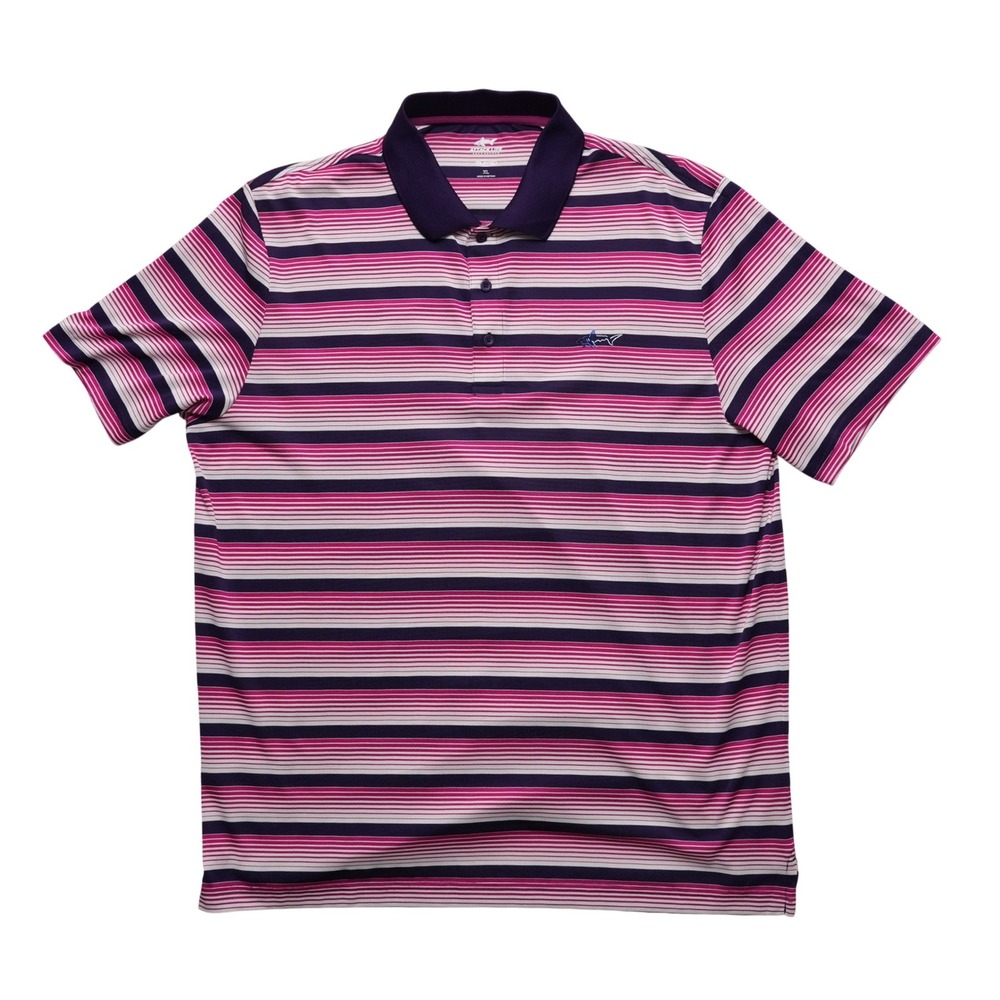 Attack Life Greg Norman Mens XL Striped Polo Purple Pink PlayDry Golf Shirt